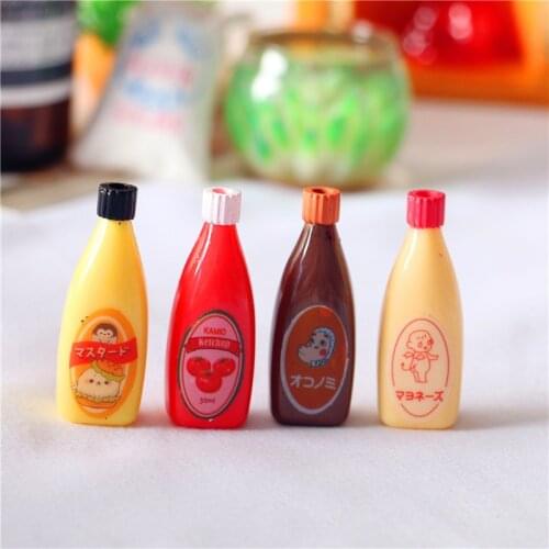 5Pcs Resin Chocolate Salad Ketchup 1:12 Dollhouse Miniature Dolls Accessories Kitchen Play Toys DIY Jewelry Making Decoration