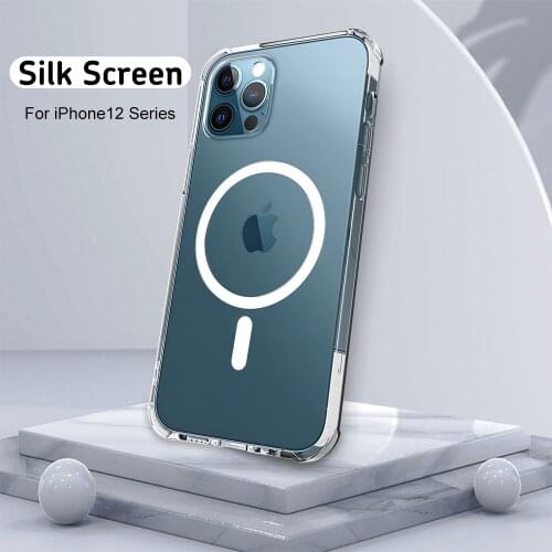 Silicone Shockproof case For iphone 12 Mag Safe case transparent wireless charger phone case for iphone 12 pro max 12 mini cover