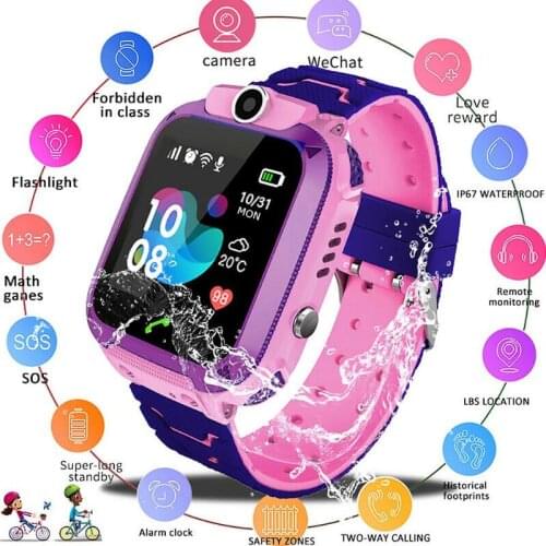 Kids Smartwatch Android Watch Childrens Watches SOS Phone Sim Card Wristwatch Dial Call Location Smartbracelet Waterproof Band