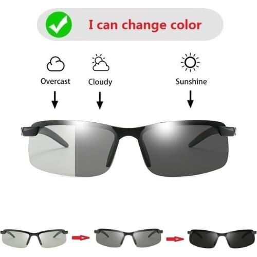 Photochromic Men Sunglasses Polarized Driving Chameleon Sun Glasses Male Change Color Drivers Glass Day Night Vision TR90 Frame
