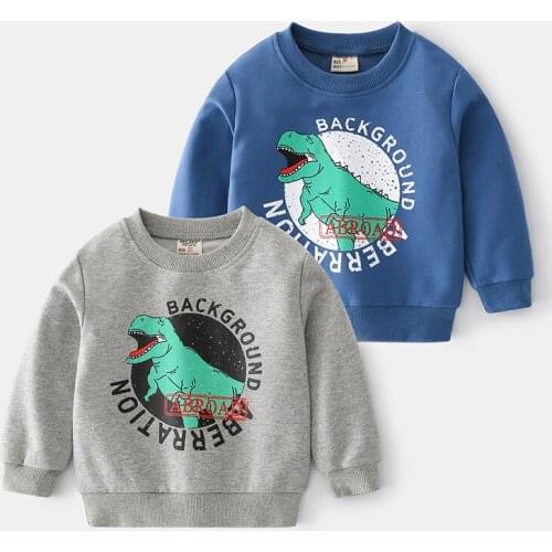 Cartoon Dinosaur Boys Sweatshirts Autumn Spring Long Sleeve Pullover Tops for Children Kids Clothing