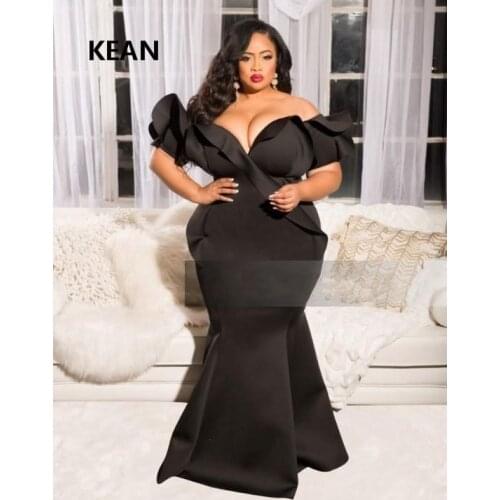 Off the Shoulder Evening Dress Simple Mermaid Ruffle Plus Size vestidos Islamic Dubai Kaftan Saudi Arabic Prom Dress Custom Made