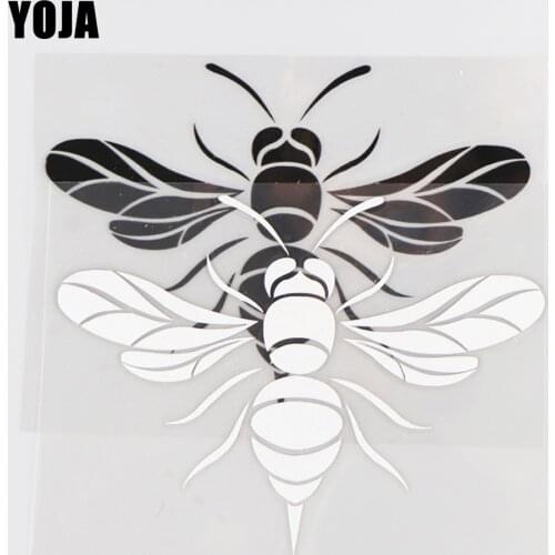YOJA 14.1×10.4CM Honeybee Cartoon Vinyl Decal Cool Animals Car Stickers Black/Silver 19C-0044