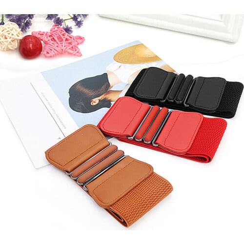 Women Wide Wlastic Waistband Simple Versatile Corset Belt Solid Color Pin Buckle Waist Belt Fashion Dress Decorative Waist Belt
