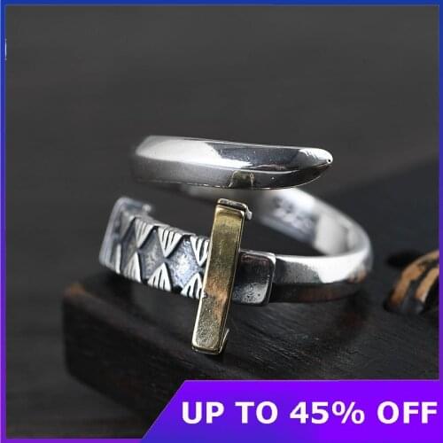 100% Pure 925 Sterling Silver Vintage Thai Silver Mens Ring Fashion Polishing Sword Silver Ring Punk Jewelry Gifts Free Shipping