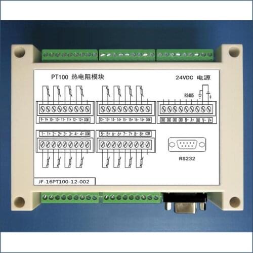 16-channel Pt100 Temperature Acquisition Module, Support Modbus-RTU Configuration King RS485+232
