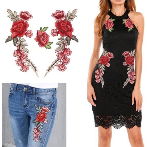 2019 HOT ONE PAIR Embroidery Rose Flower Sew On/iron on Patch Dress Hat Bag Jeans Applique Crafts Clothing Accessories