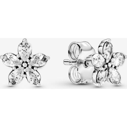 2021 New Free Shipping Authentic 925 Sterling Silver Sparkling Snowflake Stud Earrings For Women DIY Jewelry S925 Earring