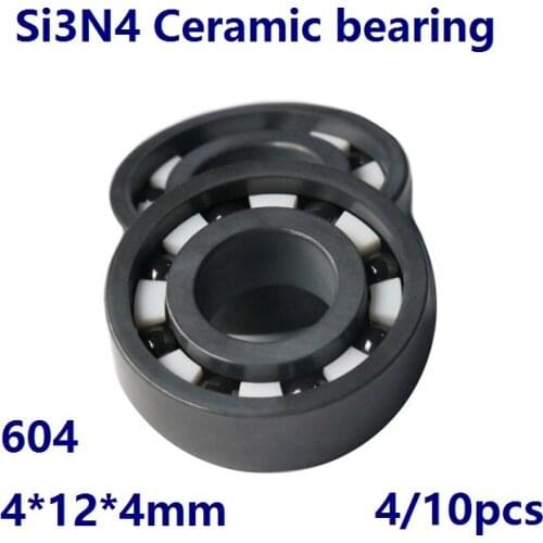 4/10pcs 604 Full Si3N4 ceramic bearing full Ceramic bearings silicon ceramic deep groove ball bearing 4*12*4mm