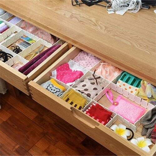 4Pcs/6Pcs Grid Drawer Divider Household Necessities Storage Organizer Plastic Divider For Desk Drawer Closet Space-saving Tools