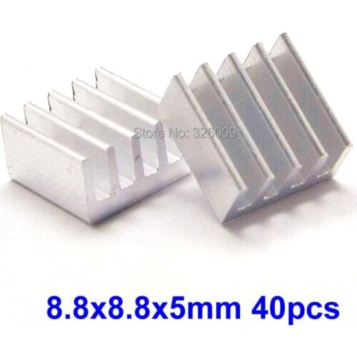 40pcs, 8.8x8.8x5mm, Extruded Aluminum heatsink, IC Chip VGA Memory Routers Northbridge Southbridge CMOS radiator