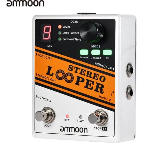 Ammoon Guitar Effect Pedal STEREO LOOPER Loop Recording Time and POCK LOOP Looper Guitar Pedal Electronic Guitar Accessories