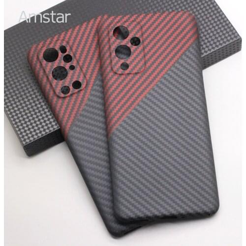 Amstar Dual Color Genuine Carbon Fiber Phone Case for OnePlus 9 Pro Ultra-thin Anti-fall Aramid Fiber Case Cover for OnePlus 9