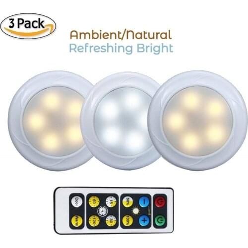 3pcs LED Night Light Wireless Portable Remote Controller Battery Powered Touch Sensor Under Cabinet Lights For Kitchen Wall Lamp