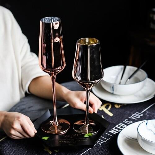 Nordic Gold-plated lead-free wine glass cup Home drinking Goblet champagne glasses Bar Hotel party wine cups Drinkware