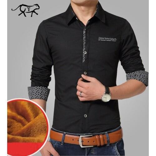 Brand Autumn Winter Casual Shirt Men Warm Mens Dress Shirts Thick Male Formal Shirts Plus Size Long sleeve Homme Plus Size M-5XL