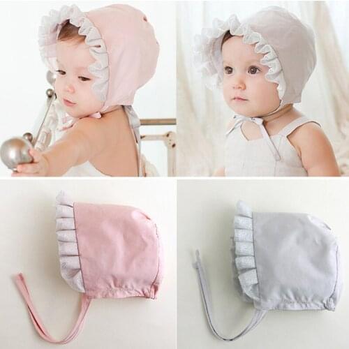 Baby hats Baby hat newborn Infant Girls Toddler Newborn Cap Princess Lace Flower Tether Cotton Hat s