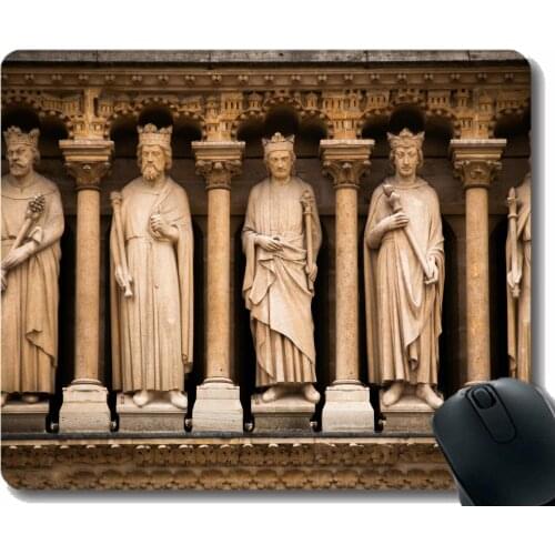 Gaming Mouse Mat,Notre dame building church church france statue soul continuation Mouse Pad Stitched Border