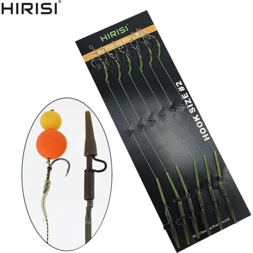Ready Made Fish Hook Link Kit Hair Rig with Safety Lead Clips Hook Size 2 4 6 8 Pack of 6
