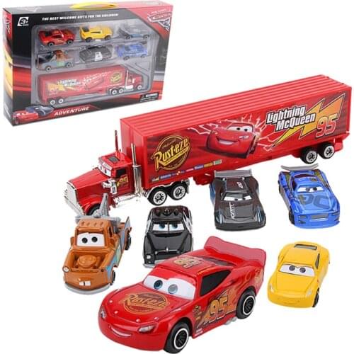 7 Pcs/Set Disney Pixar Cars 3 Toy Vehicles Lightning McQueen Truck Storm Jackson Mater Metal Diecast Car Toys Children Gift