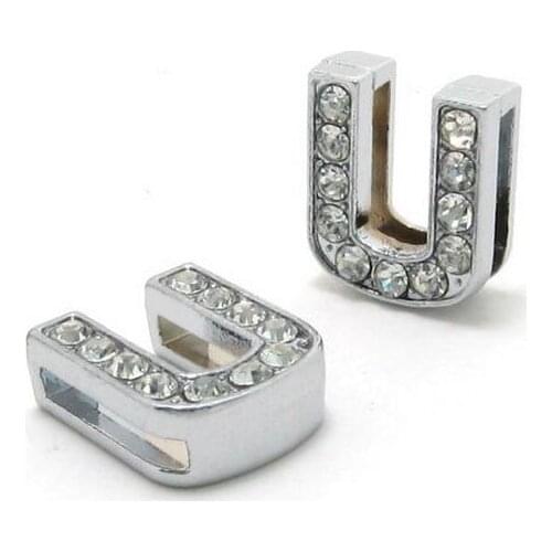 FASHIONAL! 8mm 50pcs *U* Slide letters Wear letters Fit Wristbands or Pet Collar DIY Accessories