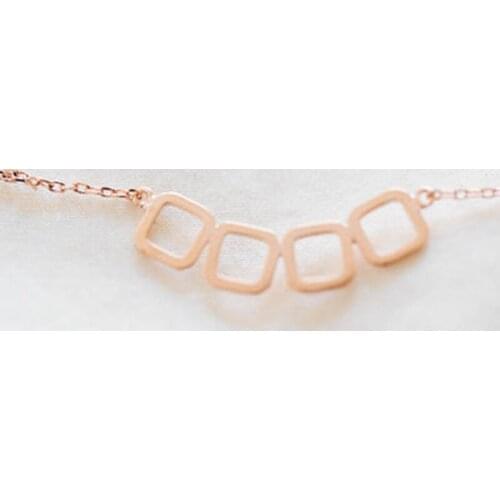 Fashion Four Small Square Pendant Statement Necklace Silver Gold Rose Gold-color Sweater Chain Free Shipping Wholesale