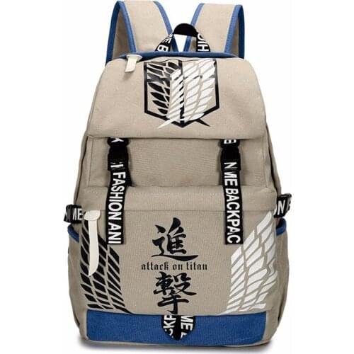 Attack on Titan Tokyo Ghoul Gintama Anime Canvas Backpack Large Capacity Student School Bag for Teenagers Travel Laptop Bagpack