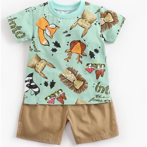 Baby Boy Clothing for Summer Infant Children Summer Soft Shirt + Shorts Child Costume 3M 6M 1 2 3 Years Kids Clothes Animal prin