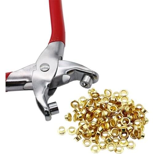 Eyelet Fabric Punch Pliers Leather Canvas Hole Puncher Tool Scrapbook Eyelet 100 Brass Rings Kit DIY Manual Tools Kit