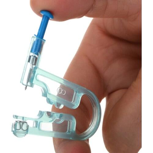 2Pcs Asepsis Safe Sterile Ear Piercing Tool Unit Disposable Body Ear Pierce Gun Kit With Ear Stud 4mm CZ Birthstone Stud Bezel