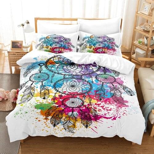 Print Bohemia Bedding Soft Comfortable King Queen Home Textile Duvet Cover Pillowcase Boho Dekbedovertrek Bed Cover Set Dropship