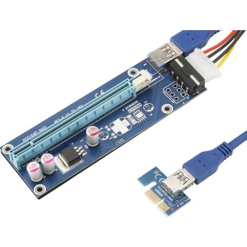 VER006 PCI-E Riser Card 006 PCI Express X1 to X16 Adapter 0.6M USB 3.0 Cable SATA 4Pin Power for Mining Bitcoin Miner