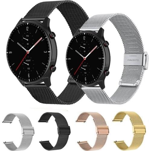 Milanese Watchband For Amazfit GTR 2 2E GTR 42 47mm Metal Wrist Strap For Huami Amazfit GTS 2 2E 2 Mini Bip U/U Pro/S Bracelet