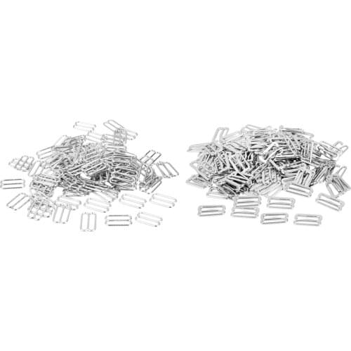 200pcs Silver Metal Bra Strap Adjuster Sliders/Hooks Lingerie Sewing Crafts 14mm