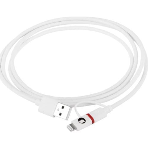 Silver HT 93640 MFI combo Cable with micro USB and 1.5m lightning, white color