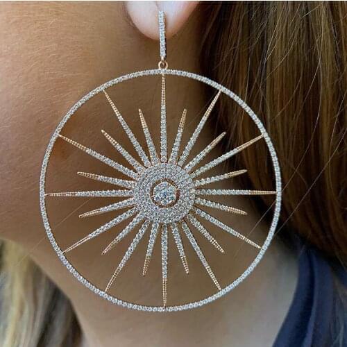 Starlight starburst northstar geometric dangle earring sparking white cz paved women Fashion Gorgeous European female jewelry