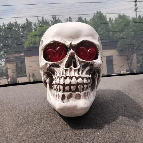 1 Pcs Human Shape Skeleton Head Skull Statue Figurine Demon Evil Home Decoration Accessories Halloween Scary Party Car Styling