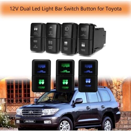 Led Light Bar Switch Button DC12V Fog Reverse Spot Roof Work Driving Led Light Bar Dual On-Off Push Button Switch for Toyota