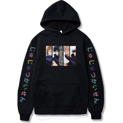 Kawaii Japanese Anime Jujutsu Kaisen Hoodies Men Funny Cartoon Winter Warm Yuji Itadori Graphic Harajuku Sweatshirts Male