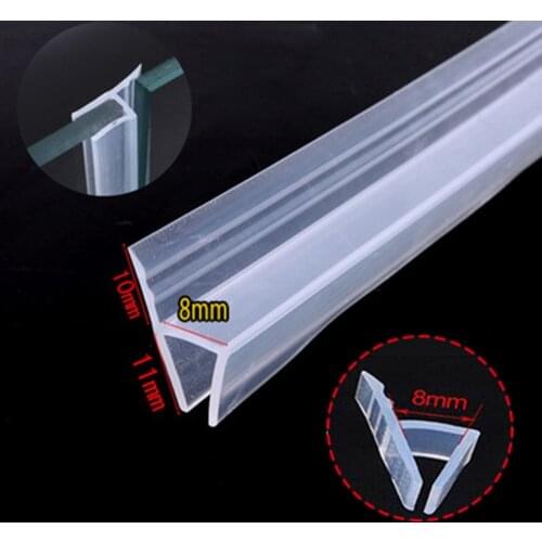 2m Sealing Strip H-shaped Glass Bathroom Sliding Door Sealing Waterproof Strip Door Seam Balcony Windproof Anti-collision Strip