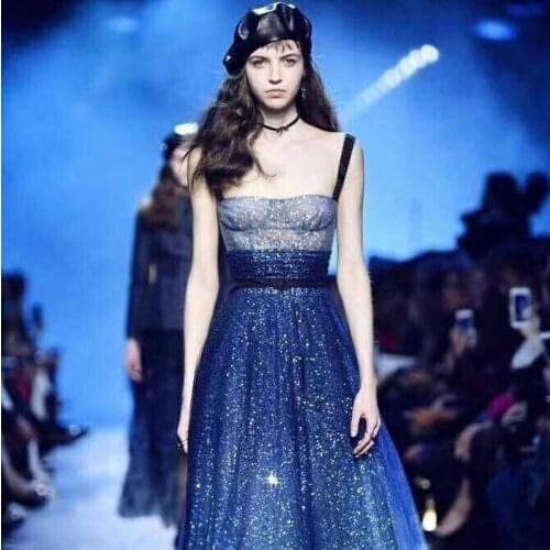 Stock ap2056 # 5 yards gradual color digital print color crystal glued glitter net tulle mesh sugar lace fabric for sawing dress