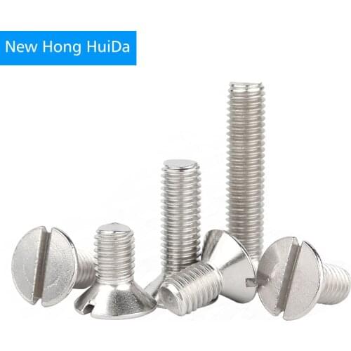 Slotted Flat Head Machine Screw Metric Thread Countersunk Bolt 304 Stainless Steel M2 M3 M4 M5 M6 M8 M10