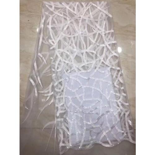 Top quality SYJ-10436 embroidered African Tulle Lace Fabric with sequins for bridal dress