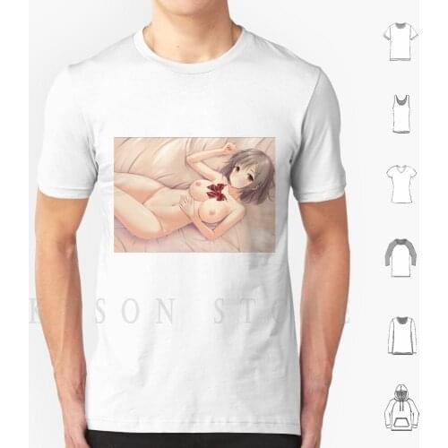 Waifu On Bed T Shirt Print For Men Cotton New Cool Tee Waifu Japanese Girls Anime Manga Hentai Ecchi Senpai Cute Pantsu Kawaii