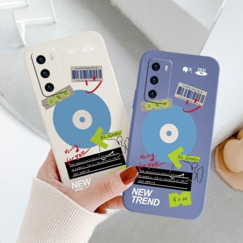 Music CD Liquid Silicone Phone Case For Huawei P40 P30 P20 Camera Protective Soft Back Cover On Mate 40 30 20 P Smart 2021 Y7A