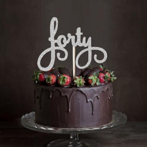 Gold/Silver/Black Glitter forty Cake Topper Fortieth Birthday 40th Party Decorations Cake Decorating Supplies