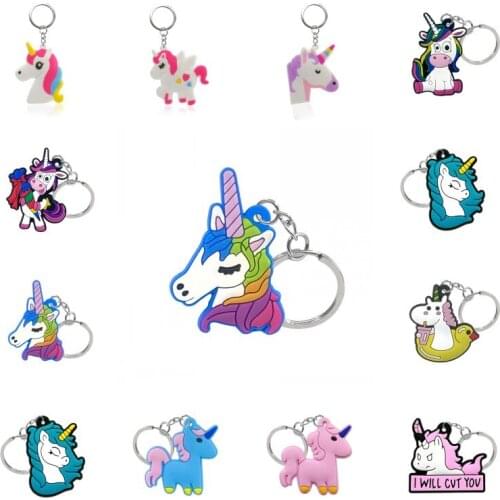 1PCS PVC new key chain Cute horse key holder cartoon animal pattern key ring gift for girl women bag Pendant accessory Jewelry