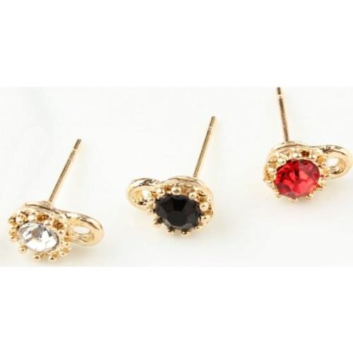 10pcs Gold Color Alloy Material Crystal Earrings Base Connectors Linkers For DIY Handmade Fashion Earrings Making Accessories