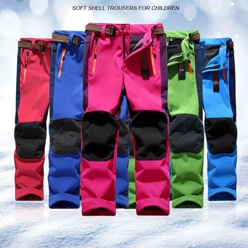 2020 Fleece Warm Baby Boys Pants Sport Snow Trousers for Girls Kneepad Children Ski Pants Soft Outdoor Kids Sportwear Clothes