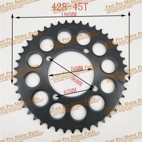 428 Chain rear sprocket 45 tooth 76mm centre hole to fitting Dirt Pit Bike Kayo BSE Chinese off road motorcycle